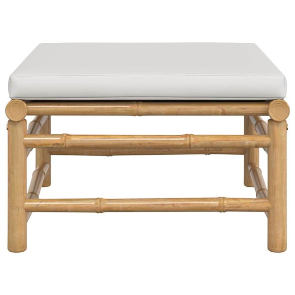 vidaXL Vrtni stolček za noge s svetlo sivo blazino bambus