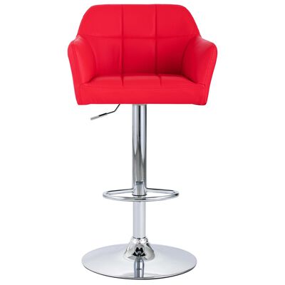 vidaXL Barski stolčki 2 kosa z naslonjali za roke rdeče umetno usnje