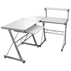 vidaXL Kotna računalni&scaron;ka miza bela 132x112x99 cm inženirski les