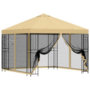 vidaXL Vrtni gazebo s stranskimi stenami 3 x 3 m Krem