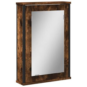 vidaXL Kopalni&scaron;ka omarica z ogledalom dimljeni hrast 42x12x60 cm