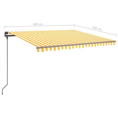vidaXL Ročno zložljiva tenda z LED lučkami 4,5x3,5 m rumena in bela