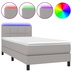 vidaXL Box spring postelja z vzmetnico LED svetlo siva 80x200 cm blago