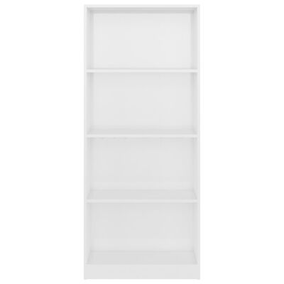 vidaXL Knjižna omara 4-nadstropna visok sijaj bela 60x24x142 cm
