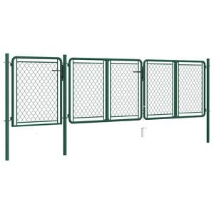 vidaXL Vrtna vrata iz jekla 400 x 75 cm zelena