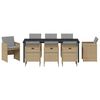 vidaXL Komplet za jedilnico v vrtu z blazino 9 pcs Bež poli ratan