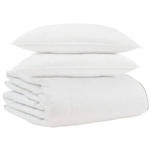 vidaXL Zimska posteljnina z blazino 3 pcs Bela Perje