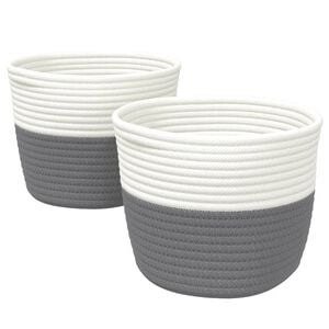 vidaXL Ko&scaron;ara za shranjevanje 2 kosa siva in bela &Oslash;24x18 cm bombaž