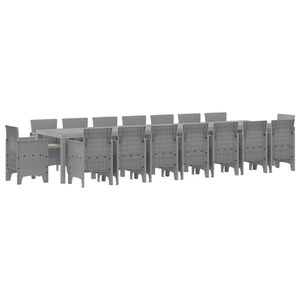 vidaXL Vrtna jedilna garnitura s blazinami 17 pcs Svetlo siva PP