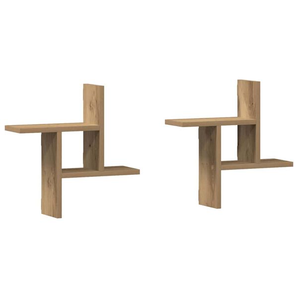 vidaXL Stenske police 2 kosa artisian hrast 38x12x38 cm inženirski les