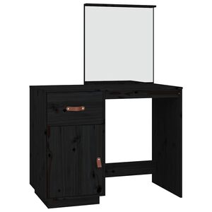 vidaXL Toaletna mizica Črna 95x50x134 cm trdna borovina