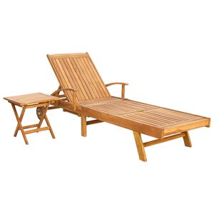 vidaXL Sončna ležalnika s tabelo 2 pcs Rjava 40 x 40 x 40 cm