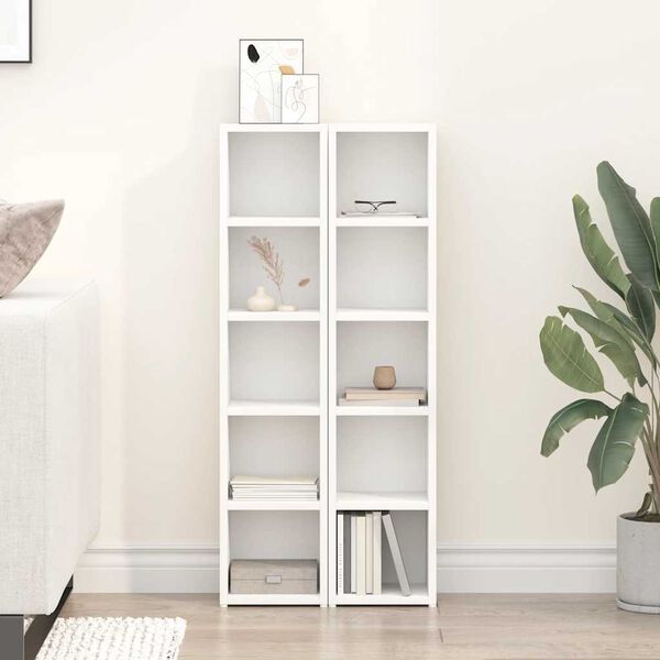 vidaXL Omarica za CD plo&scaron;če 2 kosa bela 21x16x93,5 cm iverna plo&scaron;ča