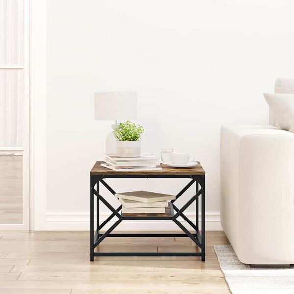 vidaXL Klubska miza Dimljeni hrast 51 x 50 x 40 cm