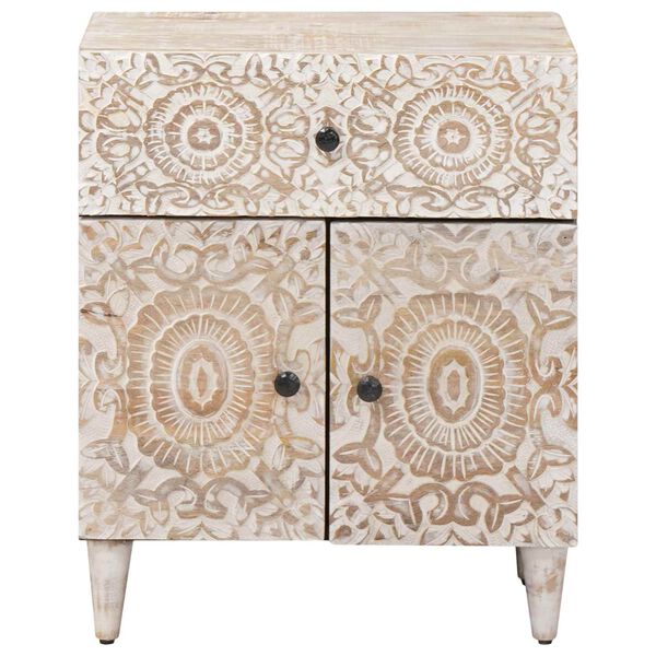 vidaXL Posteljna omarica Bela 50 x 33 x 60 cm Masiven les manga