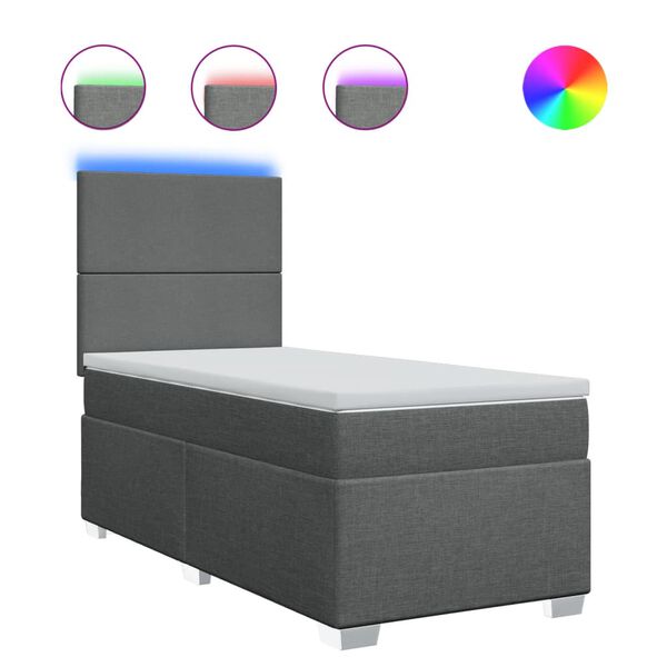 vidaXL Box spring postelja z vzmetnico temno siva 100x200 cm blago