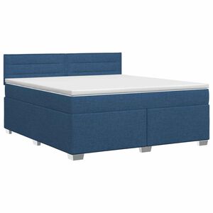 vidaXL Postelja boxspring z vzmetnico Modra 160 x 200 cm Blago