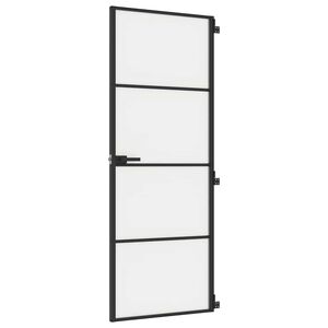 vidaXL Notranja vrata ozka črna 76x201,5 cm kaljeno steklo in aluminij