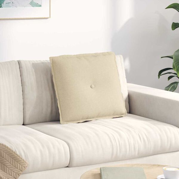 vidaXL Poglavni vzglavnik krema 50 x 19 x 45 cm blago