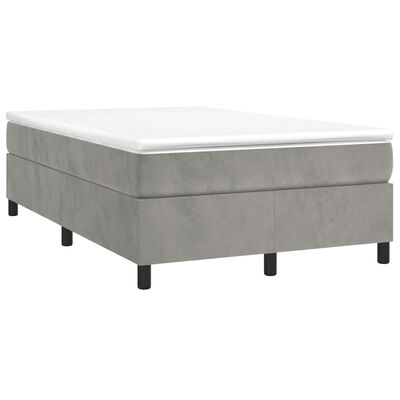 vidaXL Box spring postelja z vzmetnico svetlo siv 120x190 cm žamet