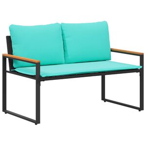 vidaXL klop z blazino Črna in turkizna 115 x 65 x 72 cm Ratan