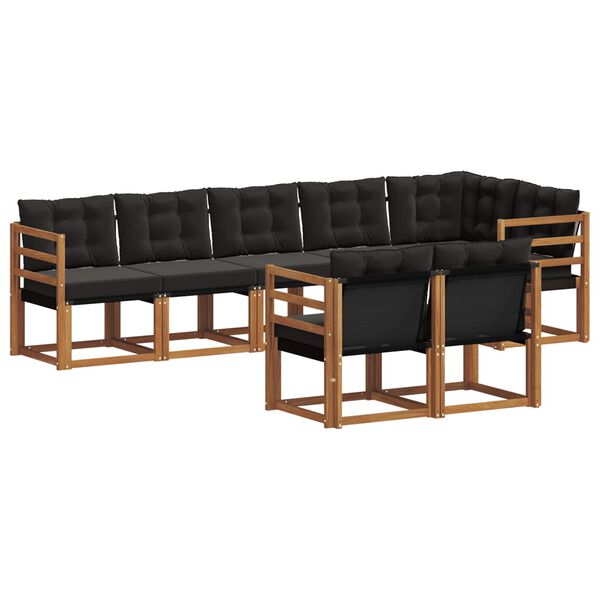 vidaXL Zunanja garnitura za sedenje z blazino 8 pcs Naravna in črna