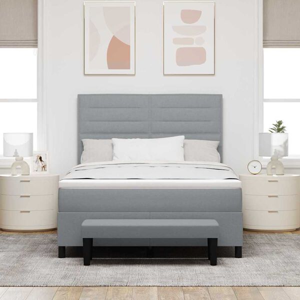 vidaXL Postelja z vzmetnico z vzmetnico Svetlo siva 140 x 200 cm blago