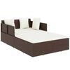 vidaXL Ležalnik z blazinami rjav 182x118x63 cm poli ratan
