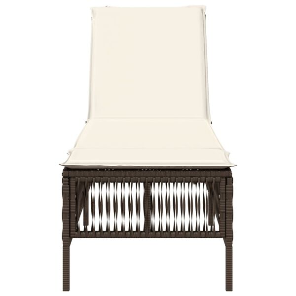 vidaXL Ležalnik z blazino rjav poli ratan