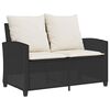 vidaXL Garden Sofa 2-sedežnik z blazinami&Table Black Poly Rattan