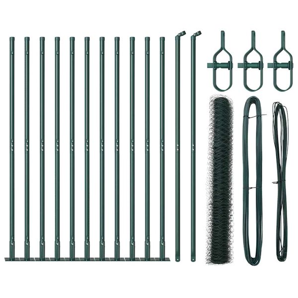 vidaXL Steber ograje. Zelena 25 x 1,2 m (36 mm mreža) Jeklo