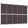 vidaXL Paravan 5-delni rjav 250x180 cm blago