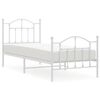 vidaXL Kovinski posteljni okvir z vzglavjem in vznožjem bel 90x200 cm