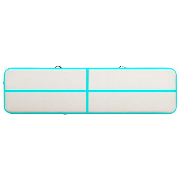 vidaXL Napihljiva gimnastična podloga s tlačilko 600x100x20 cm zelena