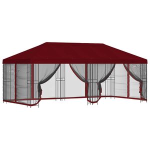 vidaXL Paviljon s stenami 6 x 3 m Burgundija Poliester in jeklo 190