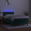 vidaXL Box spring postelja z vzmetnico LED tem. zelena 80x200 cm žamet