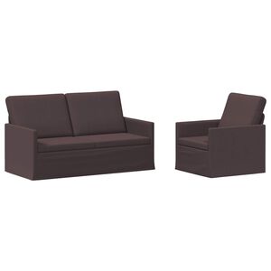 vidaXL Kavčna garnitura 2 pcs Temno rjava Blago