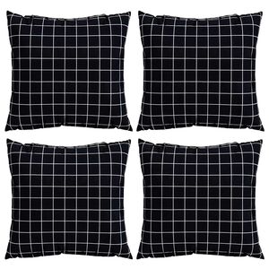 vidaXL Razpr&scaron;evne blazine 4 pcs Črno karo 50 x 50 cm Poliester