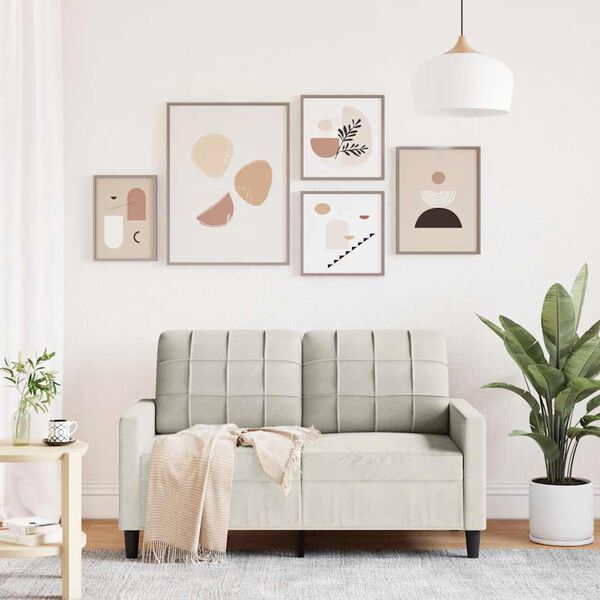 vidaXL Kavč dvosed krem 120 cm žamet