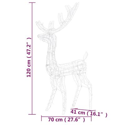 vidaXL Božični severni jeleni iz akrila 3 kosi 120 cm hladno beli