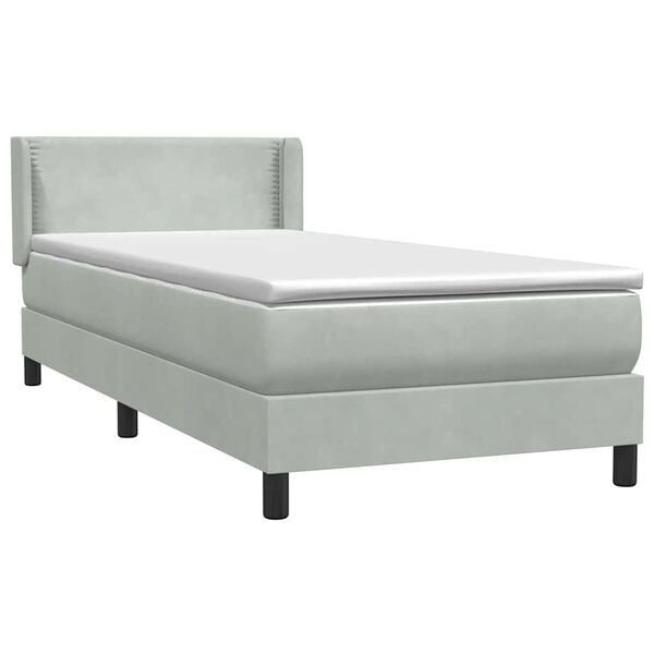 vidaXL Box spring postelja z vzmetnico svetlo siv 90x220 cm žamet