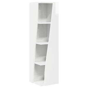 vidaXL Kotna omarica Visok sijaj bela 27,5x27x102cm Konstruiran les