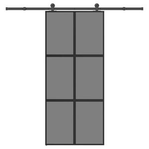 vidaXL Drsna vrata z opremo 90x205 cm kaljeno steklo in aluminij