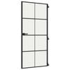 vidaXL Notranja vrata ozka črna 93x201,5 cm kaljeno steklo in aluminij