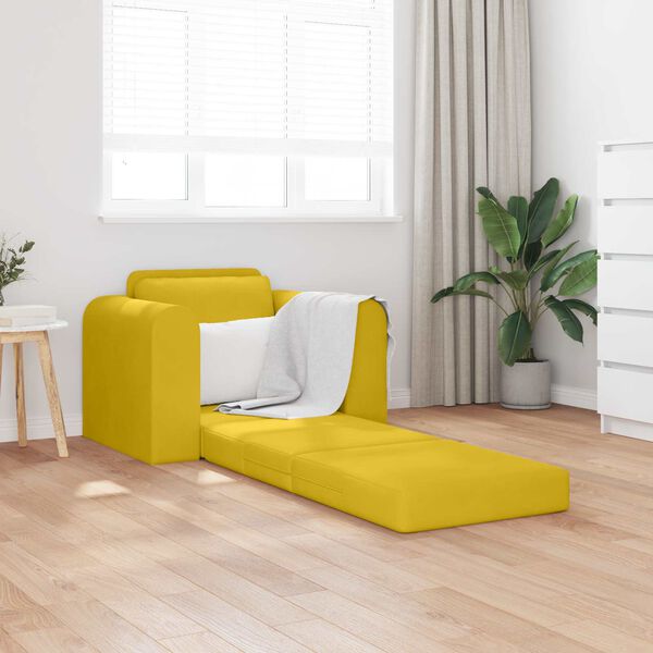 vidaXL Sofa postelja Rumena 98 x 71 x 83 cm Žamet