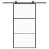 vidaXL Drsna vrata z opremo črna 102x205 cm ESG steklo