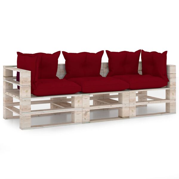 vidaXL Vrtni kavč trosed iz palet z blazinami borovina