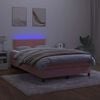 vidaXL Box spring postelja z vzmetnico LED roza 120x190 cm žamet