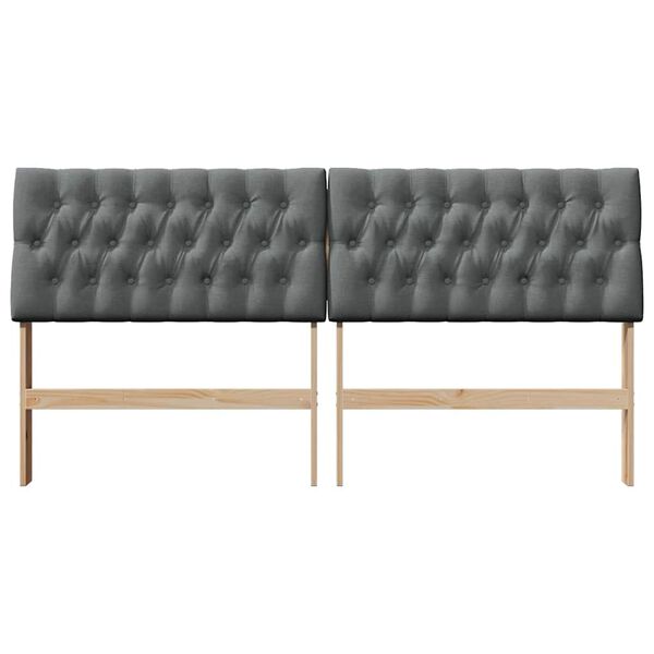 vidaXL Tapecirano vzglavje Temno siva 180 cm Masivno borovo les