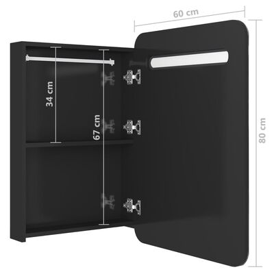 vidaXL LED kopalniška omarica z ogledalom sijoče črna 60x11x80 cm